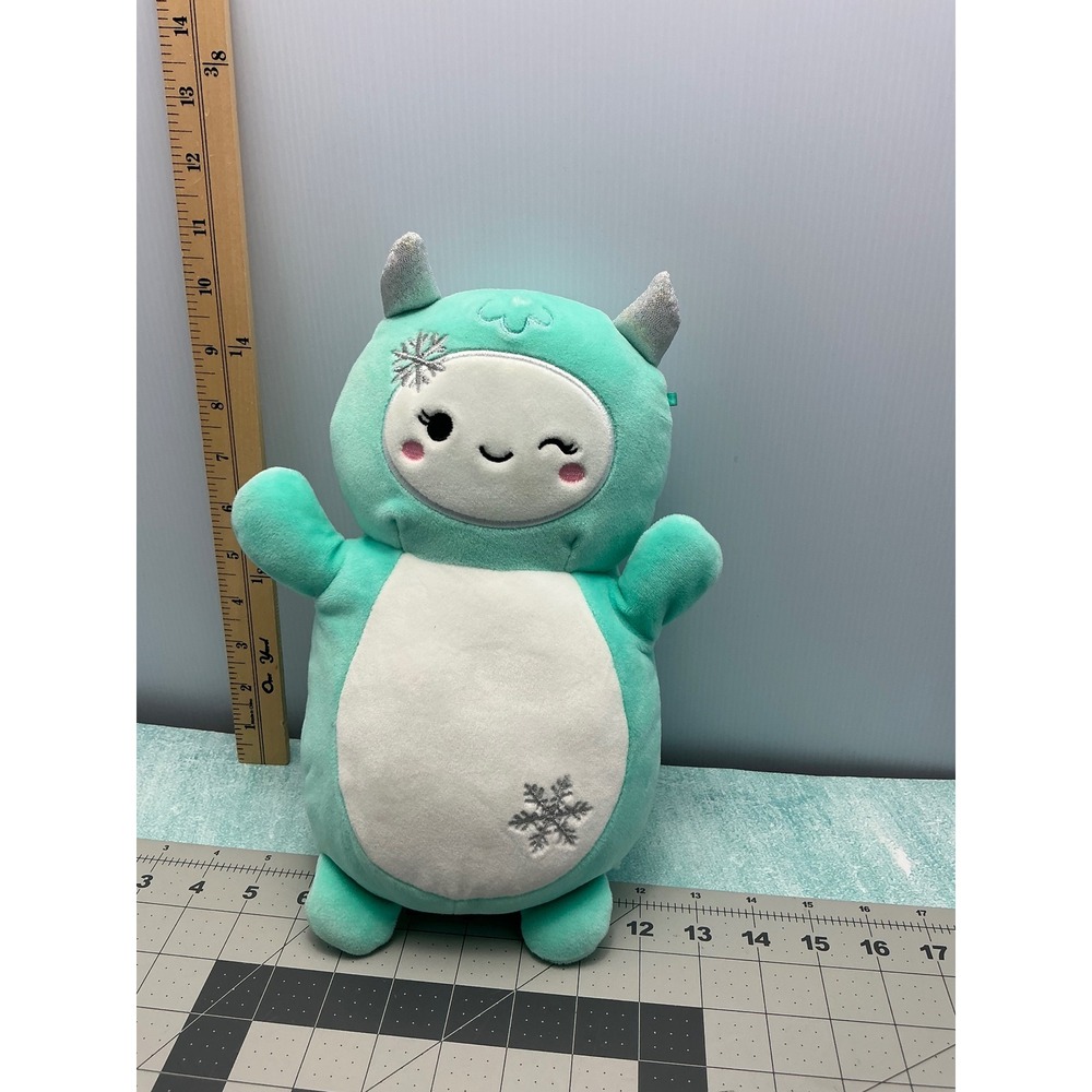 Squishmallows HugMees Mint Green Bigfoot‎ Snowflakes Plush Toy 7 Inch